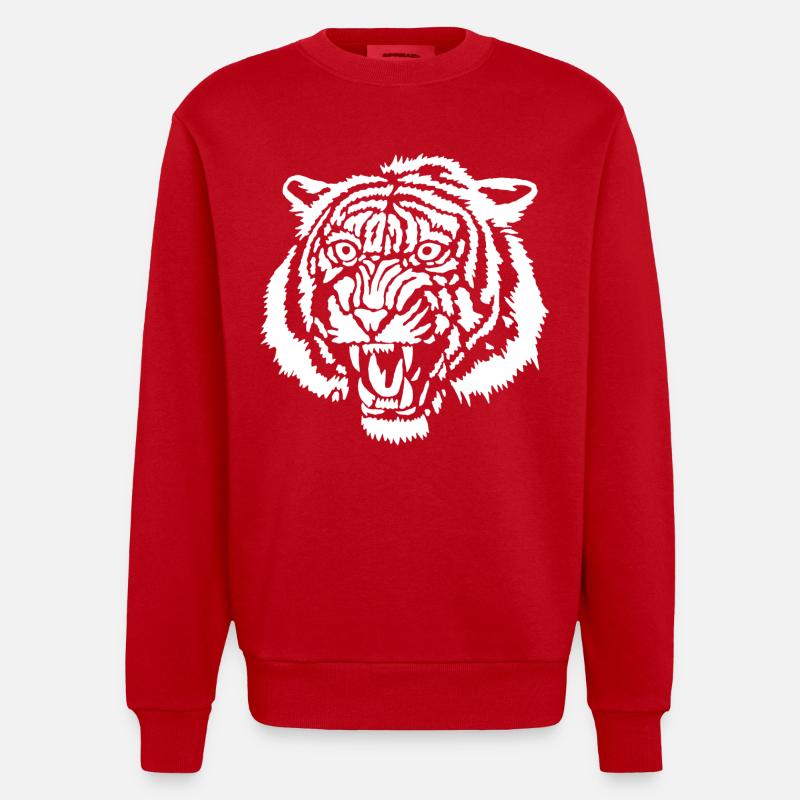 Weißer Tiger Graffiti - Heavyweight Oversized Organic Crew Neck Made in EU - Rot