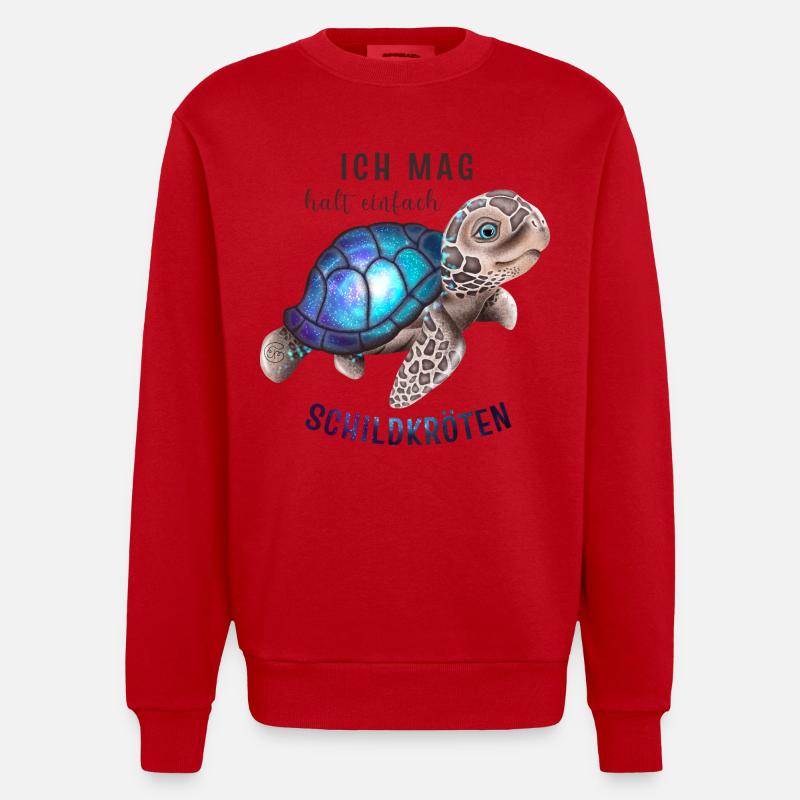 Ich mag halt einfach Schildkröten - Heavyweight Oversized Organic Crew Neck Made in EU - Rot