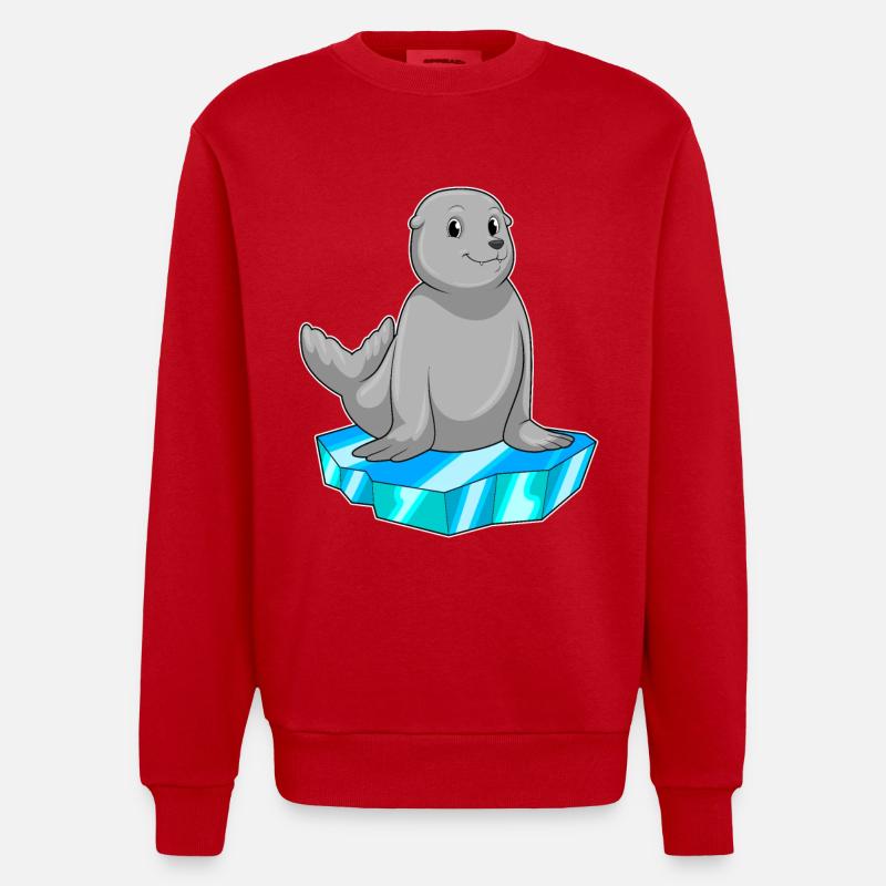 Sceller avec de la banquise - Sweat bio épais oversize fabriqué en UE - rouge