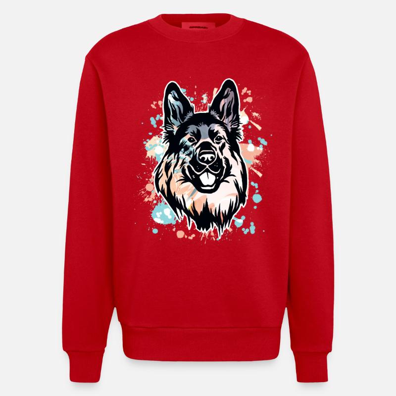 Deutscher Schäferhund - Heavyweight Oversized Organic Crew Neck Made in EU - Rot