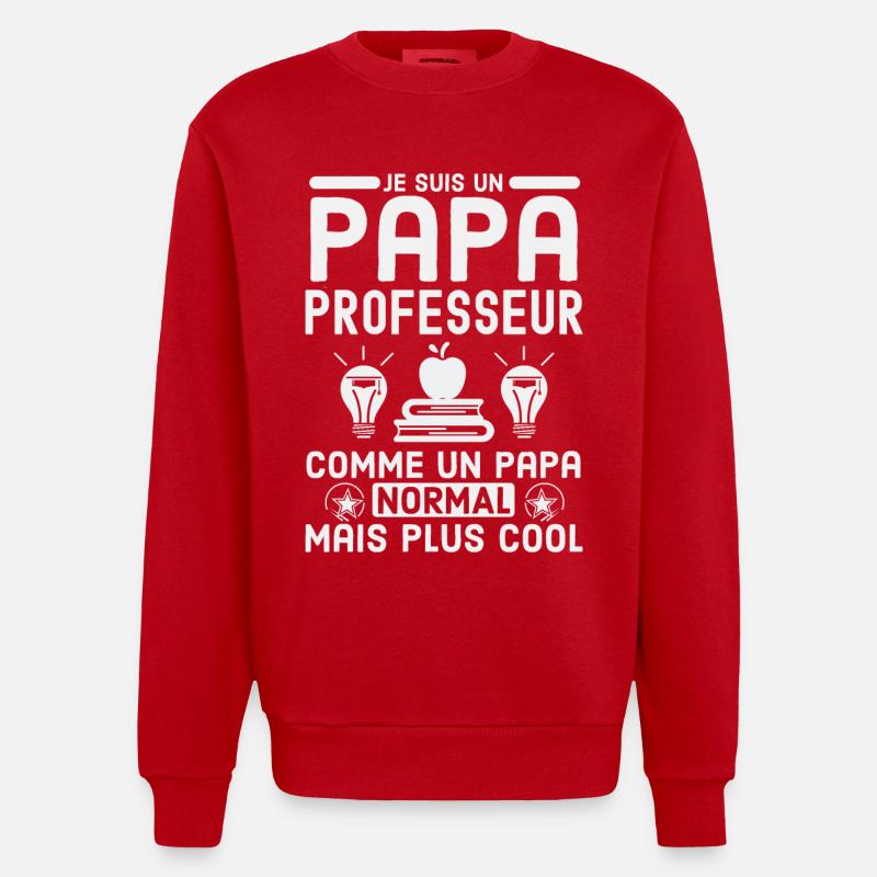 Papa professeur 2 - Sweat bio épais oversize fabriqué en UE - rouge