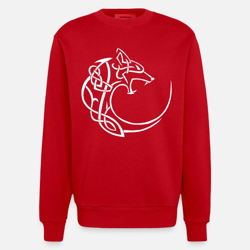 Weißer Mondwolf - Heavyweight Oversized Organic Crew Neck Made in EU - Rot