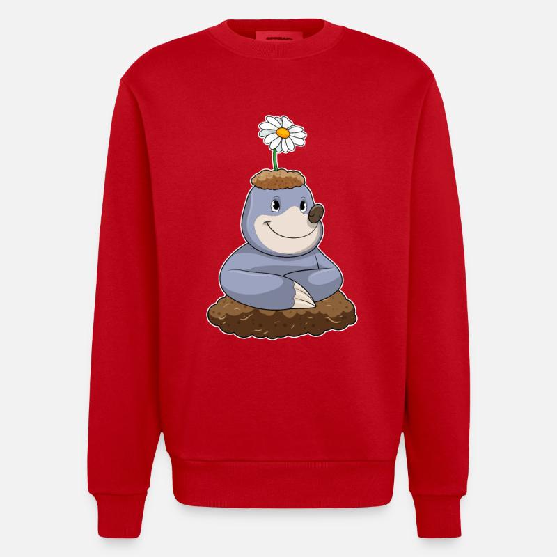 Maulwurf Gänseblümchen - Heavyweight Oversized Organic Crew Neck Made in EU - Rot