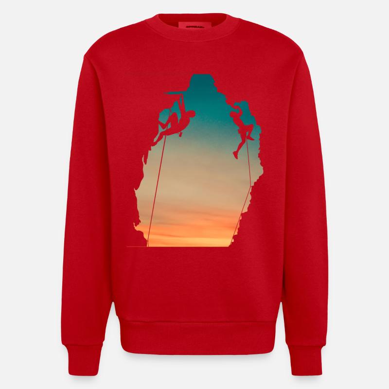 Sunset Cliff Climbers - Heavyweight Oversized Organic Crew Neck Made in EU - Rot