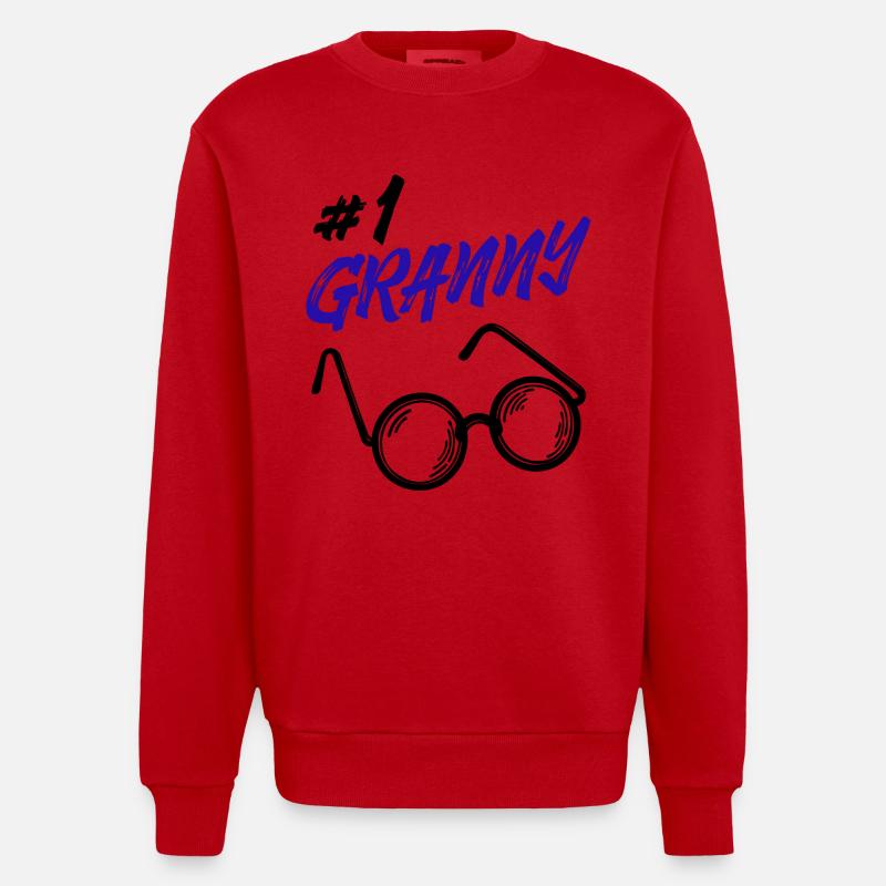 Omi Brille Statement Oma Beste Großmutter - Heavyweight Oversized Organic Crew Neck Made in EU - Rot