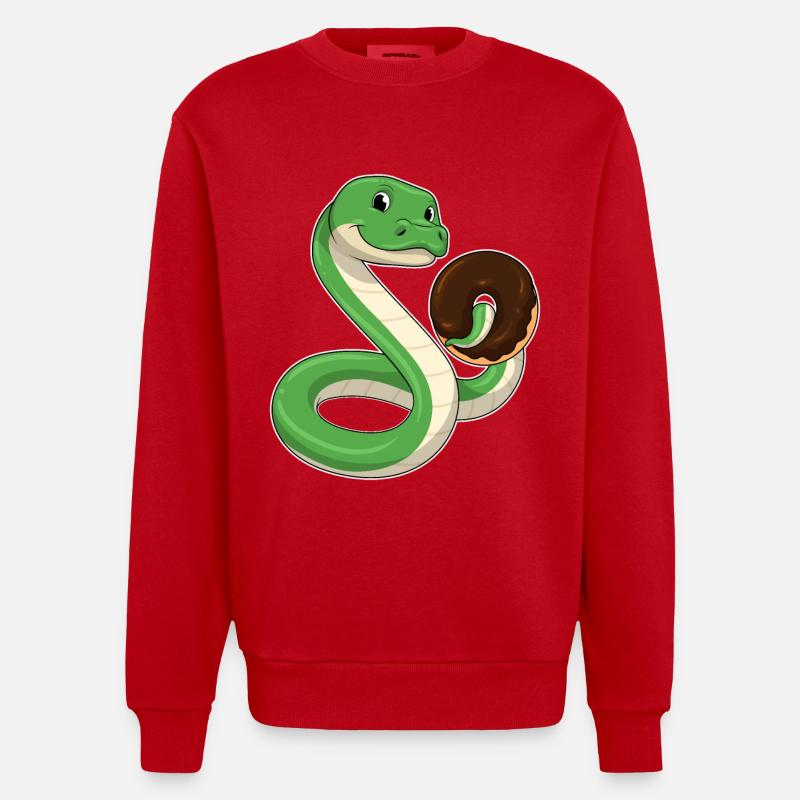 Serpent avec beignet - Sweat bio épais oversize fabriqué en UE - rouge