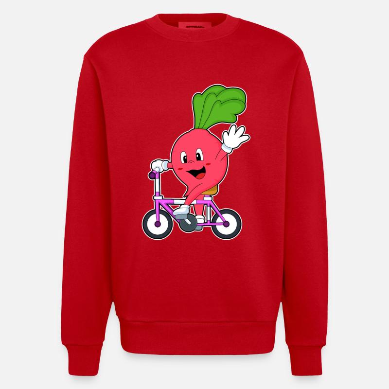 Radis avec vélo - Sweat bio épais oversize fabriqué en UE - rouge