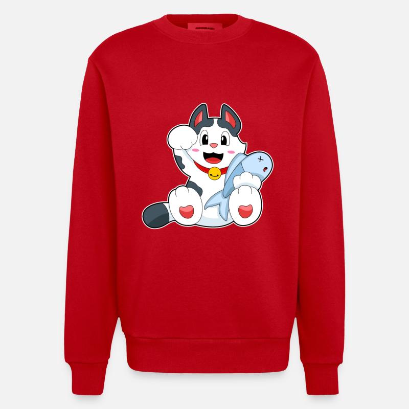 Poisson-chat - Sweat bio épais oversize fabriqué en UE - rouge