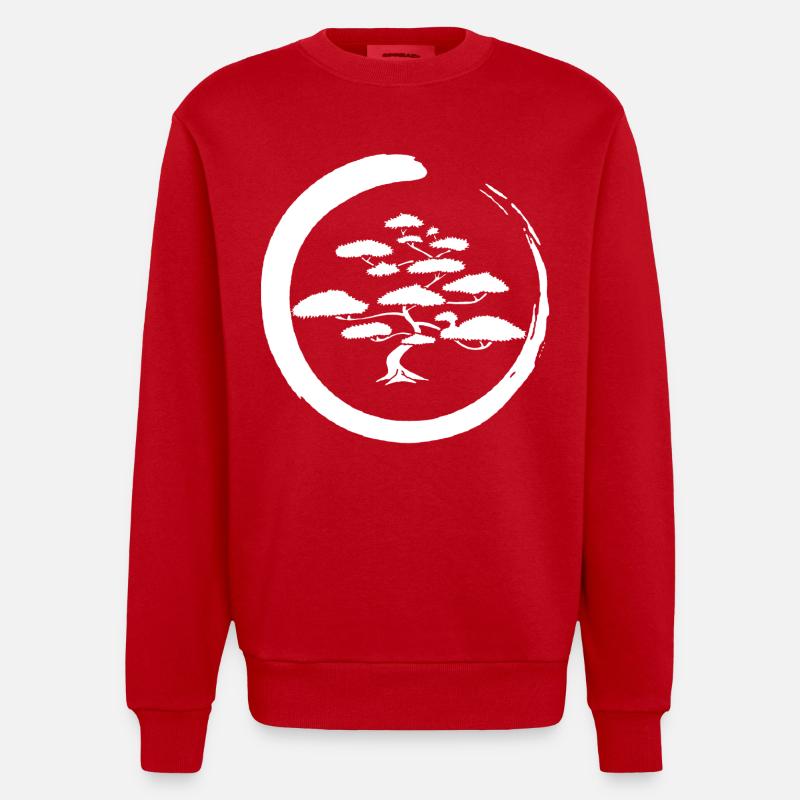 Arbre du Japon blanc - Sweat bio épais oversize fabriqué en UE - rouge