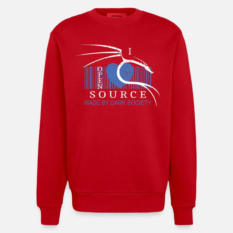 I Love Open Source Software - Heavyweight Oversized Organic Crew Neck Made in EU - red