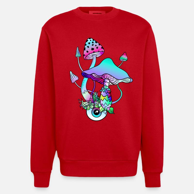 Magic Mushrooms Psychedelic Art - Heavyweight Oversized Organic Crew Neck Made in EU - Rot