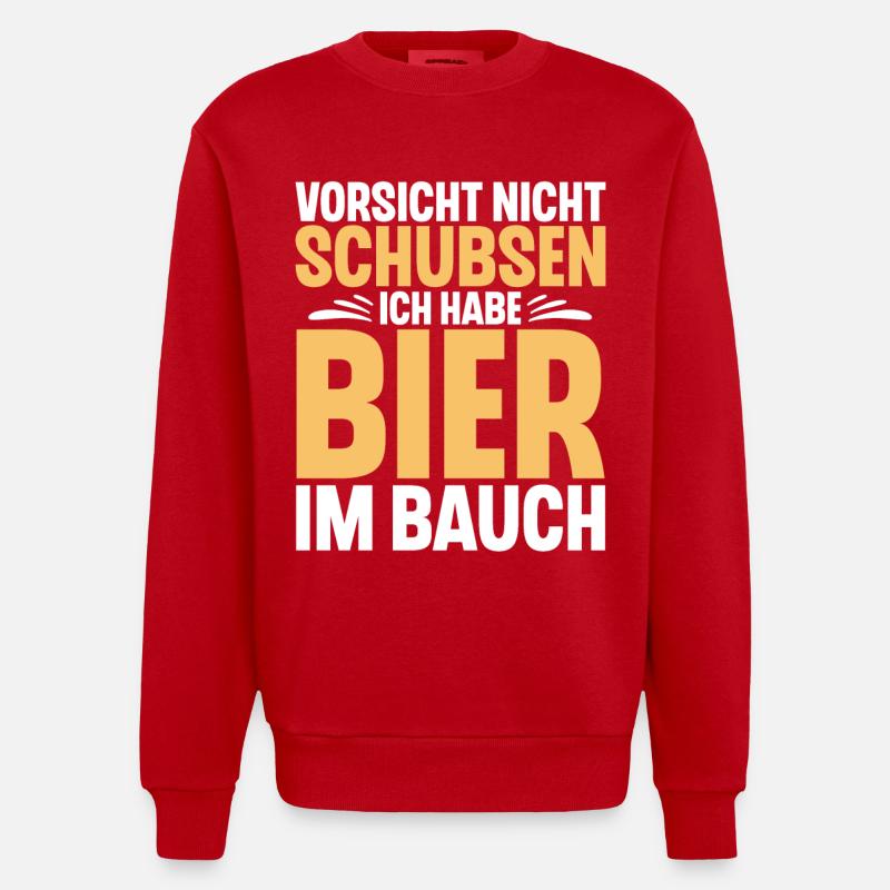 Bier Spruch Lustig Saufen - Heavyweight Oversized Organic Crew Neck Made in EU - Rot