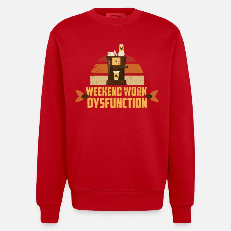 Weekend work ! Dysfunction - Heavyweight Oversized Organic Crew Neck Made in EU - red