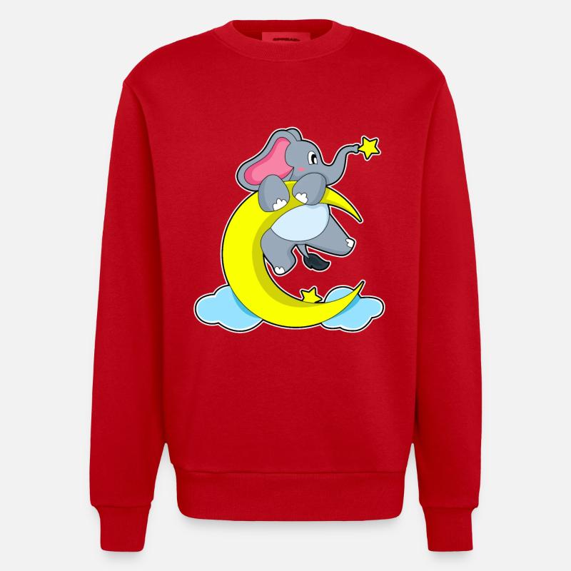 Elephant Moon - Heavyweight Oversized Organic Crew Neck Made in EU - red