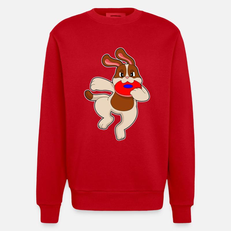 Chien jouant - Sweat bio épais oversize fabriqué en UE - rouge