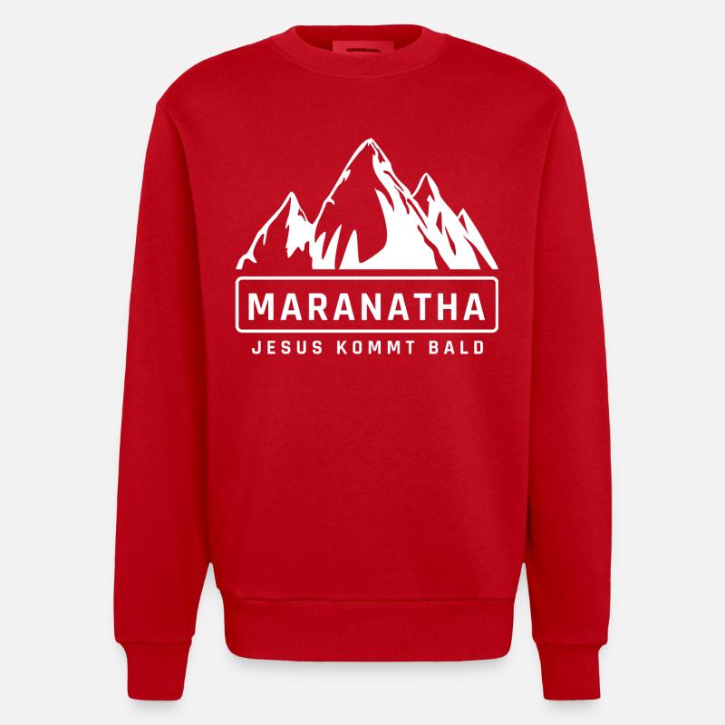 Maranatha Mountain View JesusBientôt - Sweat bio épais oversize fabriqué en UE - rouge