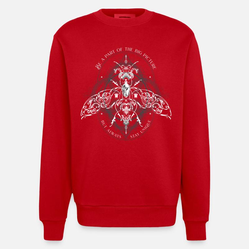 Insekten Muster Psychedelisch Bug Pattern - Heavyweight Oversized Organic Crew Neck Made in EU - Rot