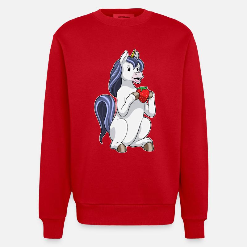 Einhorn Erdbeere - Heavyweight Oversized Organic Crew Neck Made in EU - Rot