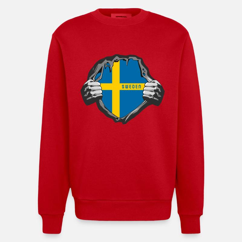 Drapeaux de la Suède - Sweat bio épais oversize fabriqué en UE - rouge