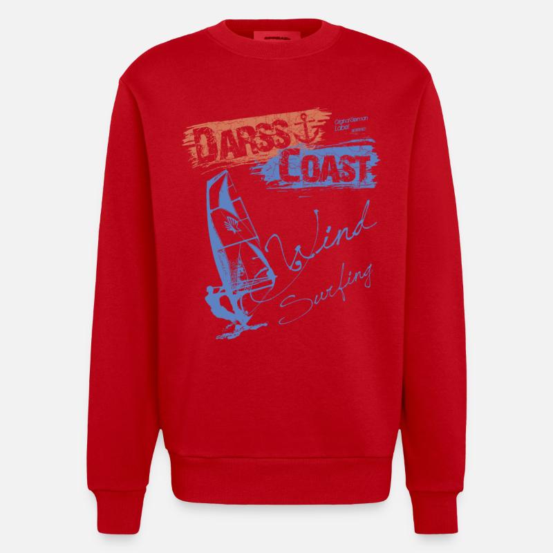 DarssCoast WINDSURFING - SURFER WINDSURFER - Heavyweight Oversized Organic Crew Neck Made in EU - Rot