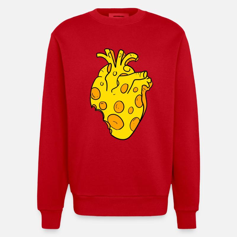 Cheese Heart - Heavyweight Oversized Organic Crew Neck Made in EU - red