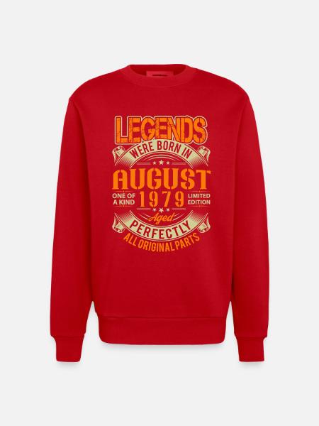 1979 August Birthday Legend - Heavyweight Oversized Organic Crew Neck Made in EU - red