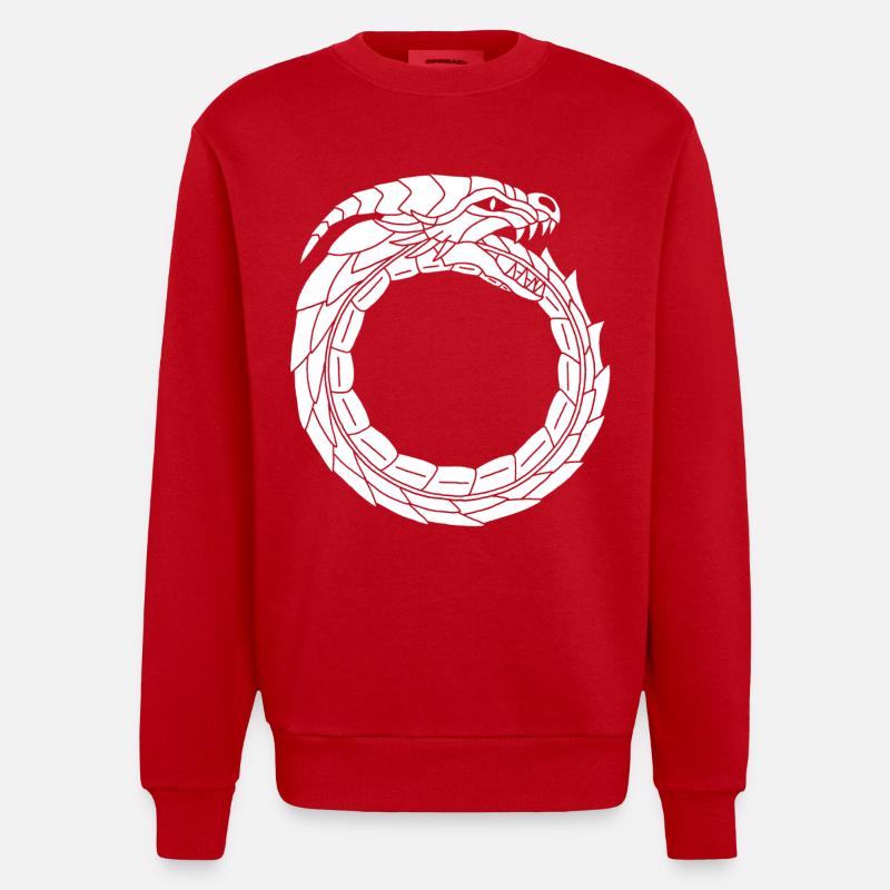 Verschlingender Weißer Drache - Heavyweight Oversized Organic Crew Neck Made in EU - Rot