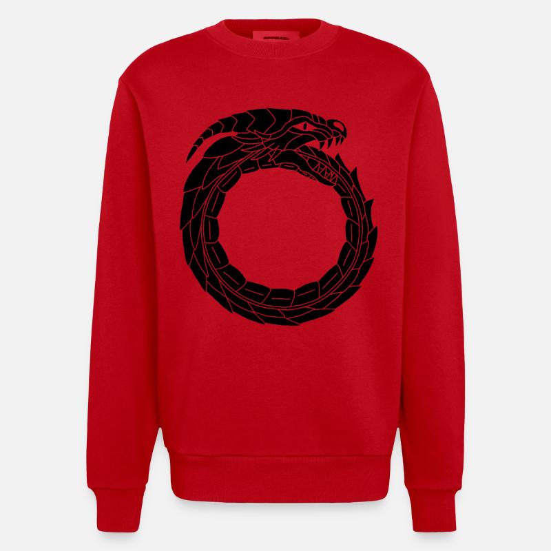 Verschlingender Schwarzer Drache - Heavyweight Oversized Organic Crew Neck Made in EU - Rot