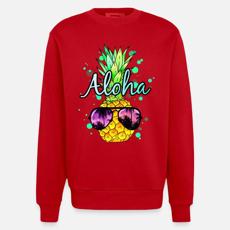 Ananas Aloha - Sweat bio épais oversize fabriqué en UE - rouge