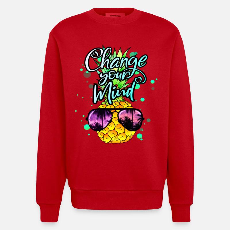 Ananas verändere dein Denken - Heavyweight Oversized Organic Crew Neck Made in EU - Rot