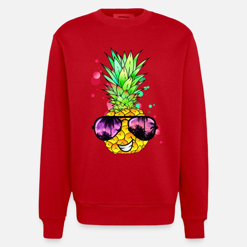 Ananas cool bunt spritzig - Heavyweight Oversized Organic Crew Neck Made in EU - Rot