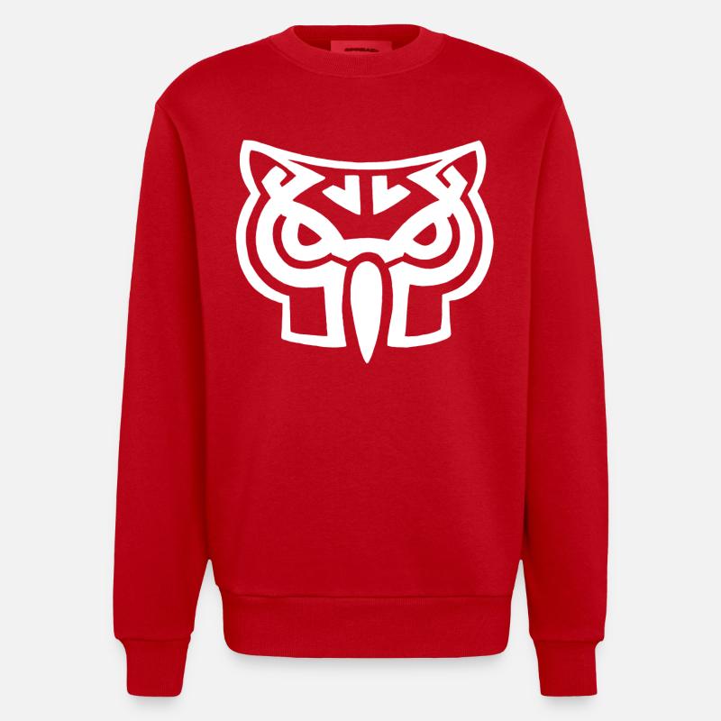 Weißer Eulenkopf - Heavyweight Oversized Organic Crew Neck Made in EU - Rot
