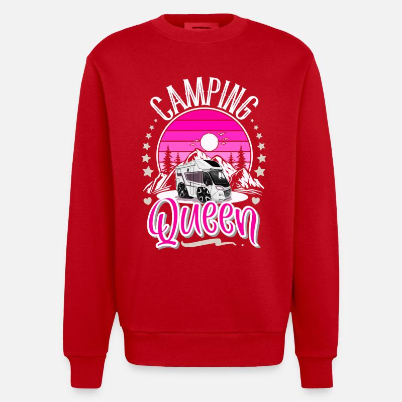 Camping Queen Camper Campen Oma - Heavyweight Oversized Organic Crew Neck Made in EU - Rot