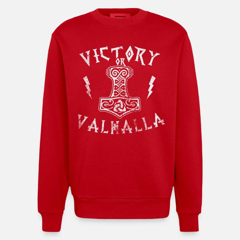 Victoire ou Valhalla - Sweat bio épais oversize fabriqué en UE - rouge