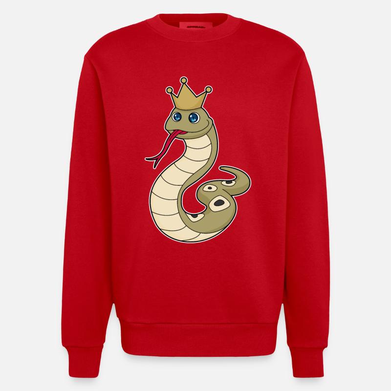 Serpent comme roi avec couronne - Sweat bio épais oversize fabriqué en UE - rouge