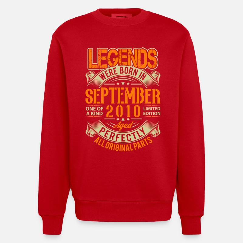 Légende d’anniversaire de septembre 2010 - Sweat bio épais oversize fabriqué en UE - rouge