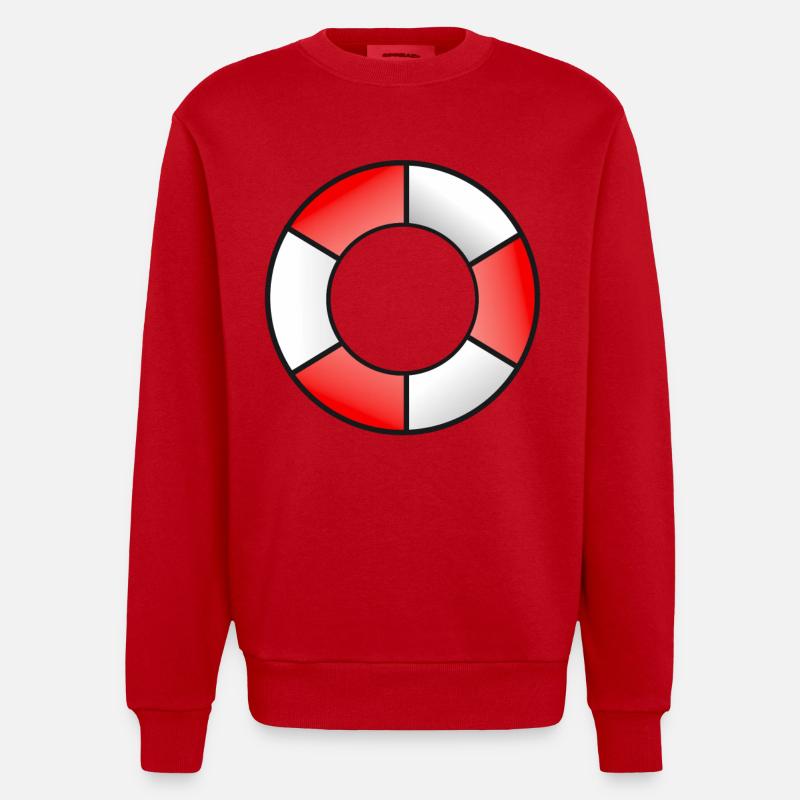 Rettungsring Rot Weiß - Heavyweight Oversized Organic Crew Neck Made in EU - Rot