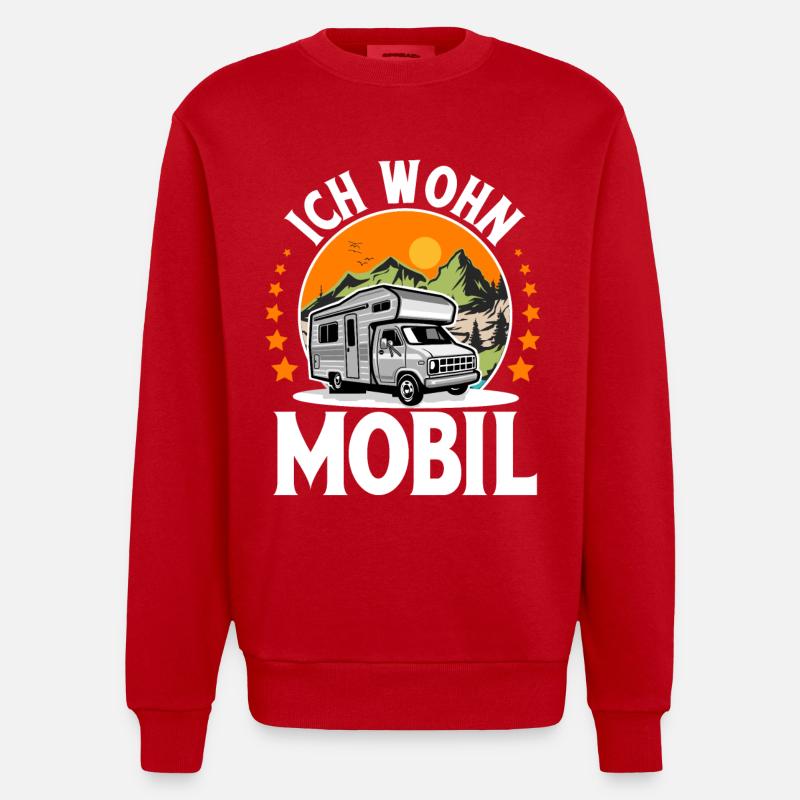 Camping Camper Campen - Heavyweight Oversized Organic Crew Neck Made in EU - Rot