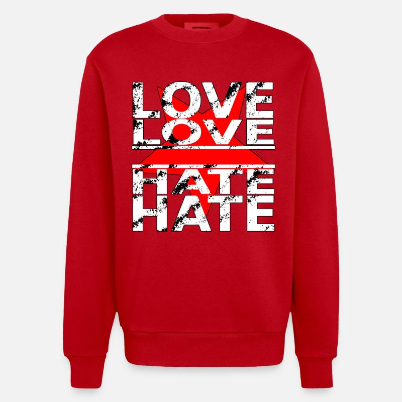 love love hate hate - Heavyweight Oversized Organic Crew Neck Made in EU - Rot