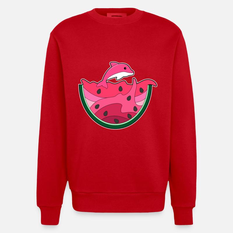 Dauphin à la pastèque - Sweat bio épais oversize fabriqué en UE - rouge
