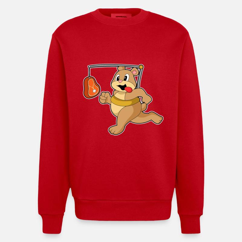 Bär Fleisch - Heavyweight Oversized Organic Crew Neck Made in EU - Rot