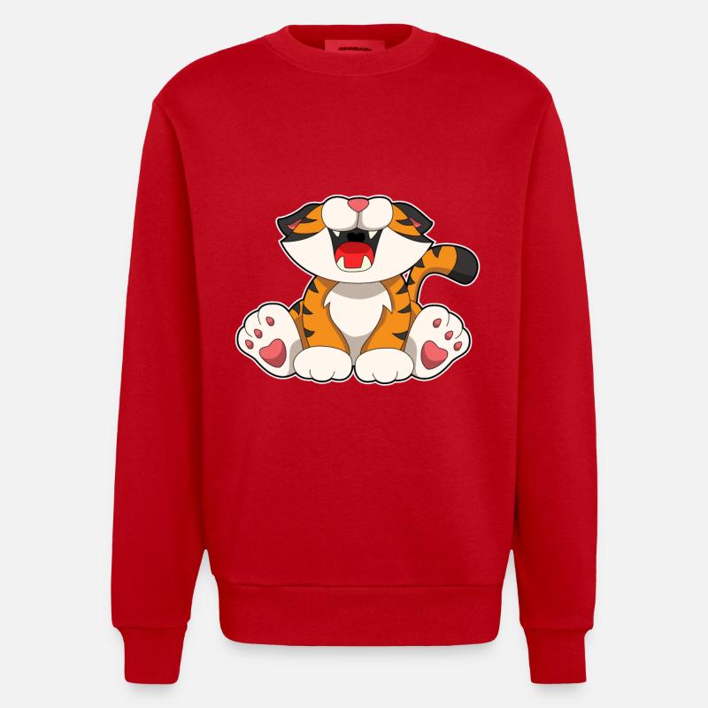 Brüllender Tiger - Heavyweight Oversized Organic Crew Neck Made in EU - Rot