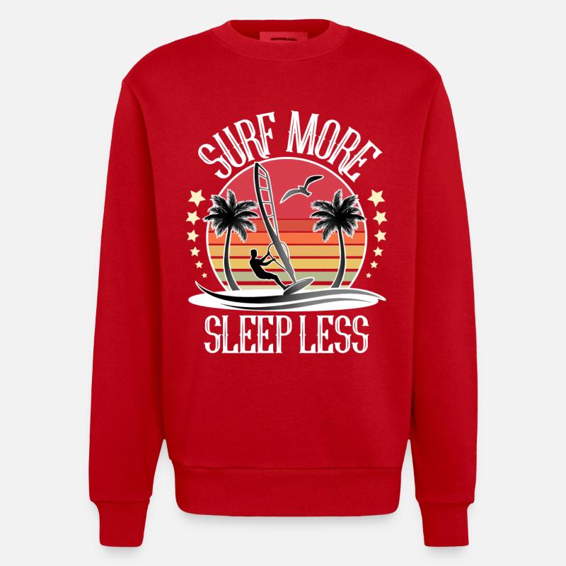 Windsurfing Windsurfer Windsurf - Heavyweight Oversized Organic Crew Neck Made in EU - red