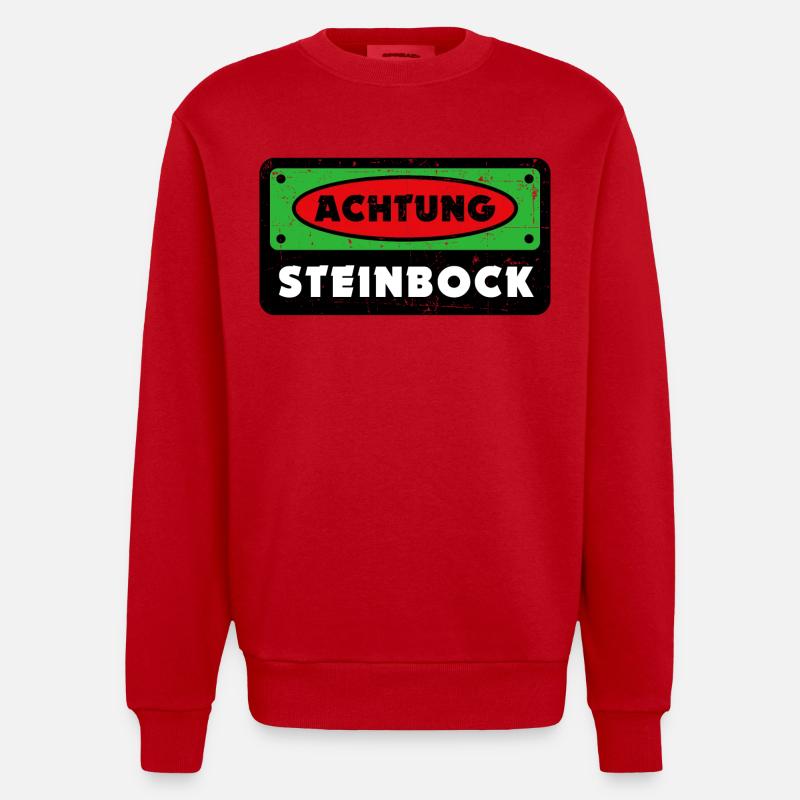 Steinbock Astrologie Tierkreis Statement Gezeiten - Heavyweight Oversized Organic Crew Neck Made in EU - Rot