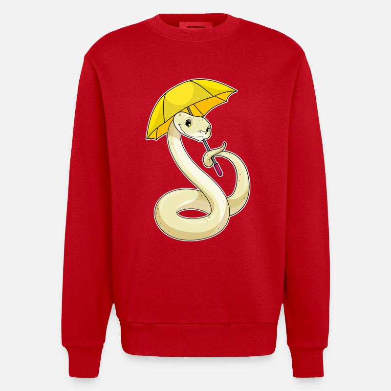 Serpent avec parapluie - Sweat bio épais oversize fabriqué en UE - rouge