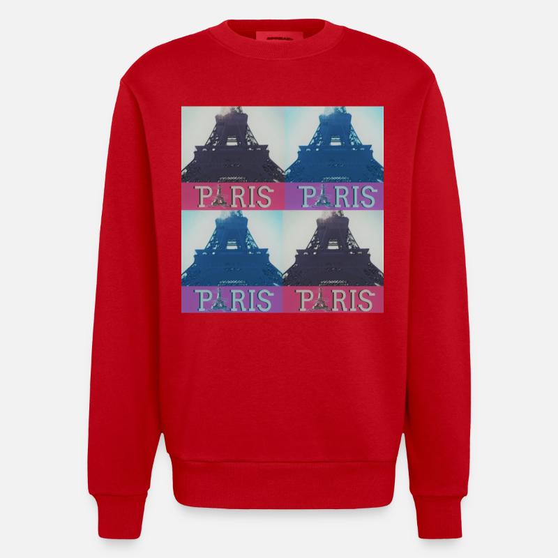 Paris Eiffel - Sweat bio épais oversize fabriqué en UE - rouge