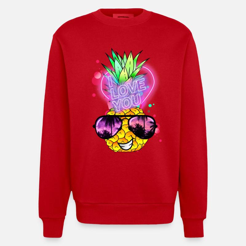 Ananas amoureux - Sweat bio épais oversize fabriqué en UE - rouge