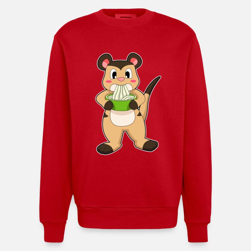 Erdmännchen mit Ramen - Heavyweight Oversized Organic Crew Neck Made in EU - Rot