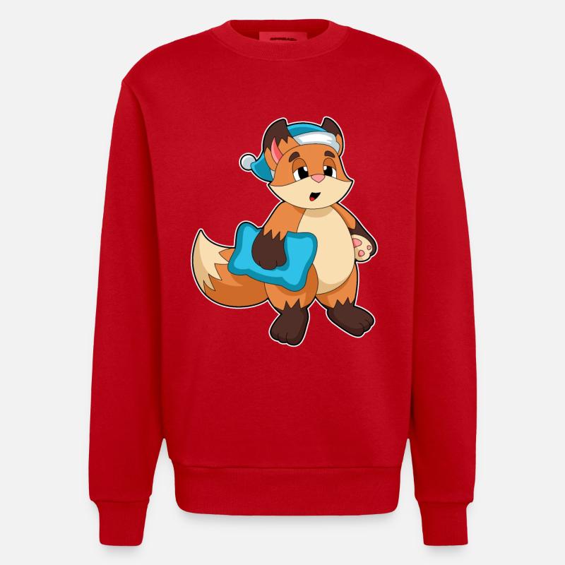 Fuchs mit Schlafmütze - Heavyweight Oversized Organic Crew Neck Made in EU - Rot