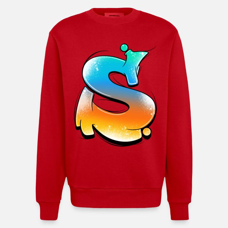 S-Gradient Neon Splashes - Heavyweight Oversized Organic Crew Neck Made in EU - red